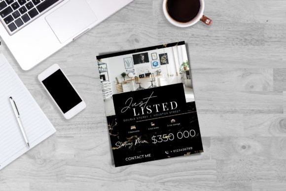 Download Just Listed Flyer, Real Estate Black&amp;White Details Template - Premium Resources